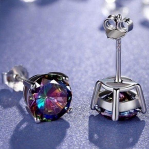 Jewelry - Rainbow Cubic Zirconia Large Stud Earrings